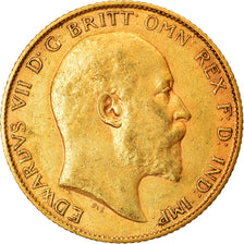 Moeda, Grã-Bretanha, Edward VII, 1/2 Sovereign, 1908, London, EF(40-45)