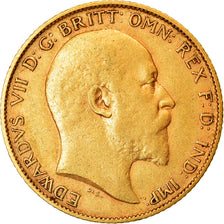 Moeda, Grã-Bretanha, Edward VII, 1/2 Sovereign, 1908, London, EF(40-45)