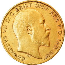 Münze, Großbritannien, Edward VII, 1/2 Sovereign, 1907, SS+, Gold, KM:804