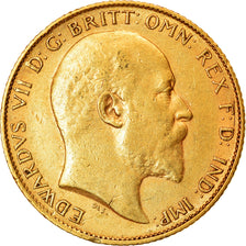 Moneda, Gran Bretaña, Edward VII, 1/2 Sovereign, 1906, MBC+, Oro, KM:804