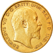 Moneda, Gran Bretaña, Edward VII, 1/2 Sovereign, 1905, MBC+, Oro, KM:804