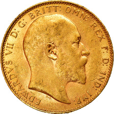 Moneda, Gran Bretaña, Edward VII, Sovereign, 1907, London, EBC, Oro, KM:805