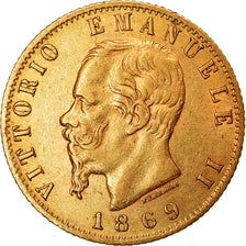 Munten, Italië, Vittorio Emanuele II, 20 Lire, 1869, Torino, ZF, Goud, KM:10.1