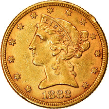 Moneta, Stati Uniti, Coronet Head, $5, Half Eagle, 1882, U.S. Mint