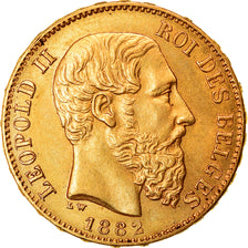 Moneda, Bélgica, Leopold II, 20 Francs, 20 Frank, 1882, EBC+, Oro, KM:37