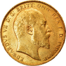 Moneta, Wielka Brytania, Edward VII, Sovereign, 1906, AU(50-53), Złoto, KM:805