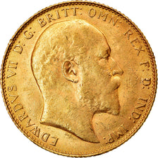 Moneda, Gran Bretaña, Edward VII, Sovereign, 1908, EBC, Oro, KM:805