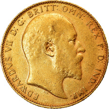 Moneta, Wielka Brytania, Edward VII, Sovereign, 1910, AU(50-53), Złoto, KM:805