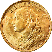 Moneda, Suiza, 20 Francs, 1935, Bern, error clashed die, SC, Oro, KM:35.1