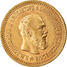 Munten, Rusland, Alexander III, 5 Roubles, 1889, St. Petersburg, ZF+, Goud