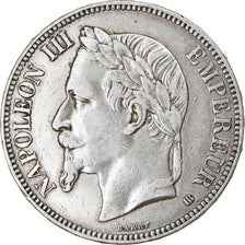 Moneta, Francia, Napoléon III, 5 Francs, 1869, Strasbourg, BB, Argento