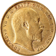 Moneta, Wielka Brytania, Edward VII, Sovereign, 1902, AU(50-53), Złoto, KM:805