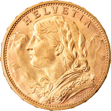 Coin, Switzerland, 20 Francs, 1913, Bern, MS(60-62), Gold, KM:35.1