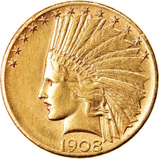 Coin, United States, Indian Head, $10, Eagle, 1908, Denver, AU(50-53), Gold