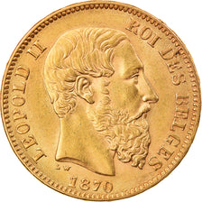 Moneda, Bélgica, Leopold II, 20 Francs, 20 Frank, 1870, EBC+, Oro, KM:32