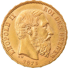 Coin, Belgium, Leopold II, 20 Francs, 20 Frank, 1875, MS(60-62), Gold, KM:37