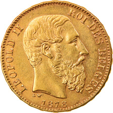 Moneta, Belgio, Leopold II, 20 Francs, 20 Frank, 1878, SPL, Oro, KM:37