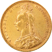 Coin, Great Britain, Victoria, Sovereign, 1890, AU(50-53), Gold, KM:767