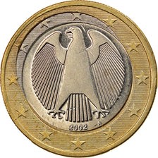 Deutschland, 1 Euro, 2002, Stuttgart, error double punched center hole, VZ+