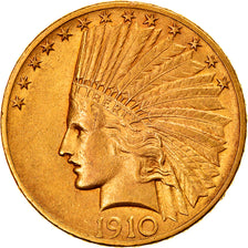 Moneta, USA, Indian Head, $10, Eagle, 1910, U.S. Mint, Philadelphia, EF(40-45)