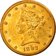 Moneta, USA, Coronet Head, $10, Eagle, 1892, U.S. Mint, New Orleans, AU(50-53)