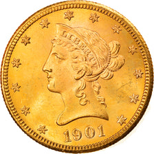 Moneta, USA, Coronet Head, $10, Eagle, 1901, San Francisco, MS(60-62), Złoto