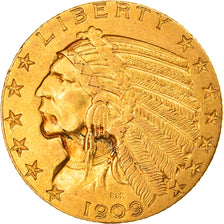 Munten, Verenigde Staten, Indian Head, $5, Half Eagle, 1909, Philadelphia, ZF