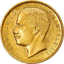 Moeda, Itália, Vittorio Emanuele III, 20 Lire, 1905, Rome, MS(60-62), Dourado