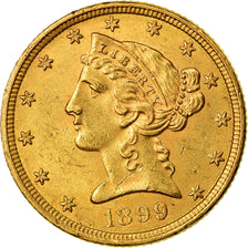 Monnaie, États-Unis, Coronet Head, $5, Half Eagle, 1899, U.S. Mint