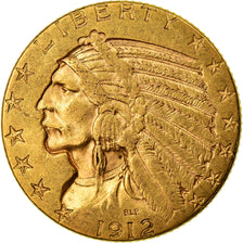 Moeda, Estados Unidos da América, Indian Head, $5, Half Eagle, 1912, U.S. Mint