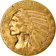 Moneda, Estados Unidos, Indian Head, $5, Half Eagle, 1915, Philadelphia, MBC