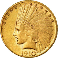 Moneta, USA, Indian Head, $10, Eagle, 1910, U.S. Mint, Philadelphia, AU(55-58)