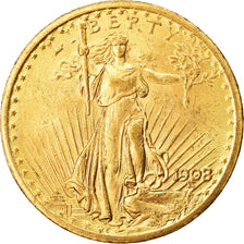 Monnaie, États-Unis, Saint-Gaudens, $20, Double Eagle, 1908, U.S. Mint