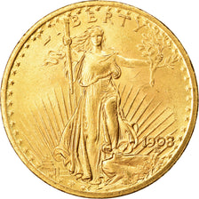 Monnaie, États-Unis, Saint-Gaudens, $20, Double Eagle, 1908, U.S. Mint