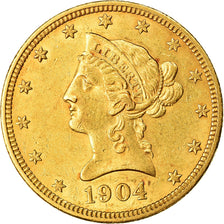 Moneta, USA, Coronet Head, $10, Eagle, 1904, U.S. Mint, Philadelphia, MS(60-62)