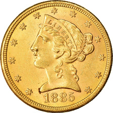 Munten, Verenigde Staten, Coronet Head, $5, Half Eagle, 1885, U.S. Mint, San