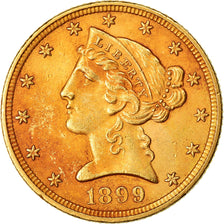 Monnaie, États-Unis, Coronet Head, $5, Half Eagle, 1899, U.S. Mint