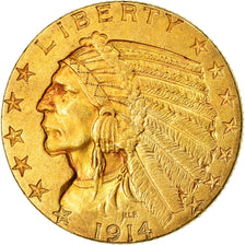 Moneta, USA, Indian Head, $5, Half Eagle, 1914, U.S. Mint, Philadelphia