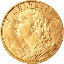 Coin, Switzerland, 20 Francs, 1925, Bern, MS(64), Gold, KM:35.1