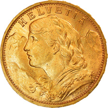 Coin, Switzerland, 20 Francs, 1922, Bern, MS(63), Gold, KM:35.1