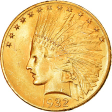 Moneta, USA, Indian Head, $10, Eagle, 1932, U.S. Mint, Philadelphia, MS(60-62)