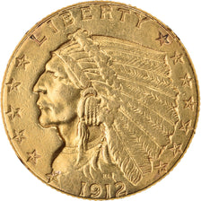 Moneda, Estados Unidos, Indian Head, $2.50, Quarter Eagle, 1912, Philadelphia