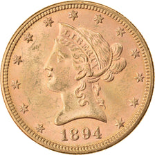 Moneta, USA, Coronet Head, $10, Eagle, 1894, U.S. Mint, Philadelphia, AU(55-58)