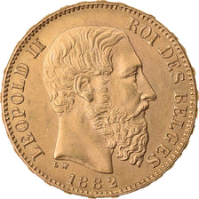 Moneda, Bélgica, Leopold II, 20 Francs, 20 Frank, 1882, EBC, Oro, KM:37