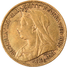 Moneda, Gran Bretaña, Victoria, 1/2 Sovereign, 1896, London, MBC, Oro, KM:784