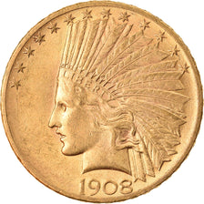 Coin, United States, Indian Head, $10, Eagle, 1908, U.S. Mint, Philadelphia