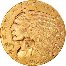 Munten, Verenigde Staten, Indian Head, $5, Half Eagle, 1909, Philadelphia, ZF