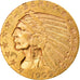 Moneta, Stati Uniti, Indian Head, $5, Half Eagle, 1909, Philadelphia, BB, Oro