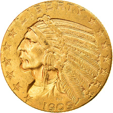 Münze, Vereinigte Staaten, Indian Head, $5, Half Eagle, 1909, Philadelphia, SS