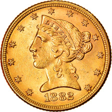 Moeda, Estados Unidos da América, Coronet Head, $5, Half Eagle, 1882, U.S.